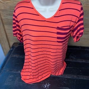 Reddish Orange Striped Blouse